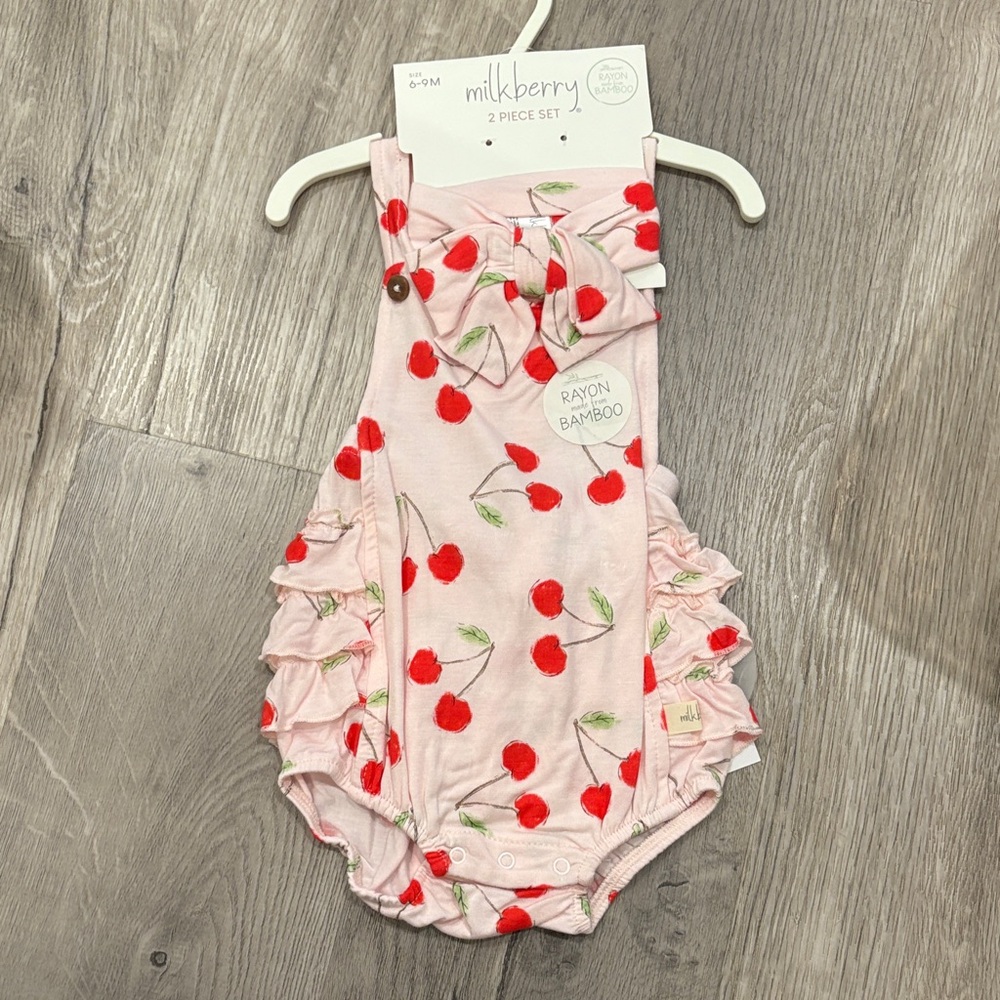 Milkberry Pink Cherry Print Diaper Cover